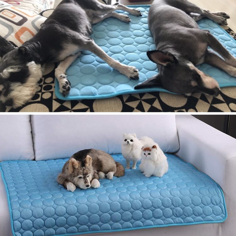 Pet Pad Summer Cooling Mat Dog Beds Mats Blue Pet Ice Pad Cool Cold Silk Moisture-Proof Cooler Mattress Cushion Puppy