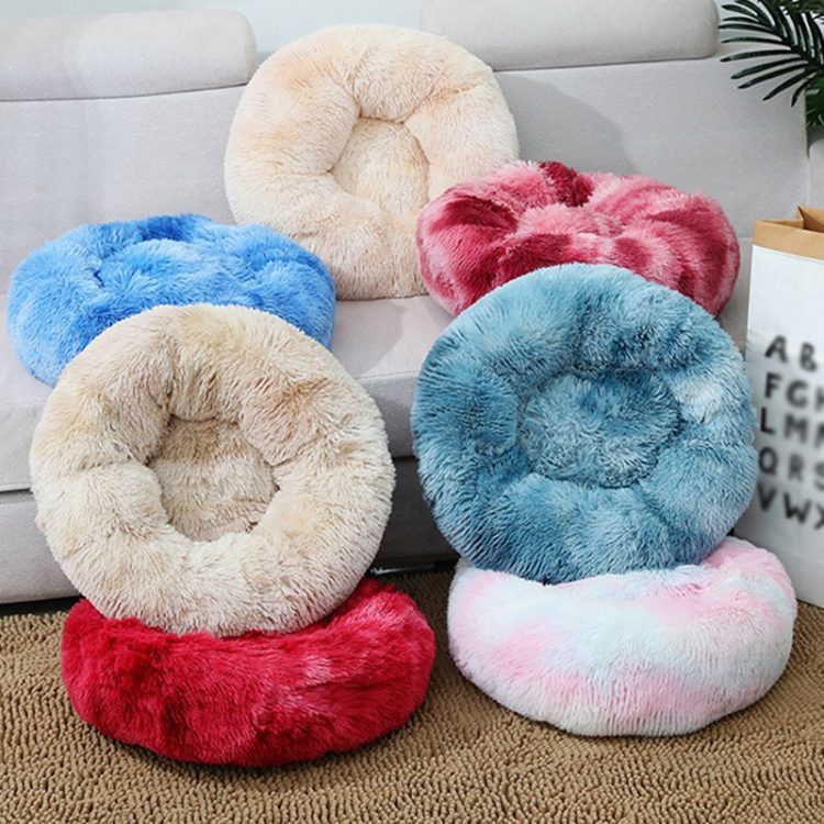 Mixing Color Long Plush Cat Nest Soft Coral Velvet Bed House Pet Sleeping Mat Winter Puppy Kennel Cat Cushion Portable Pads