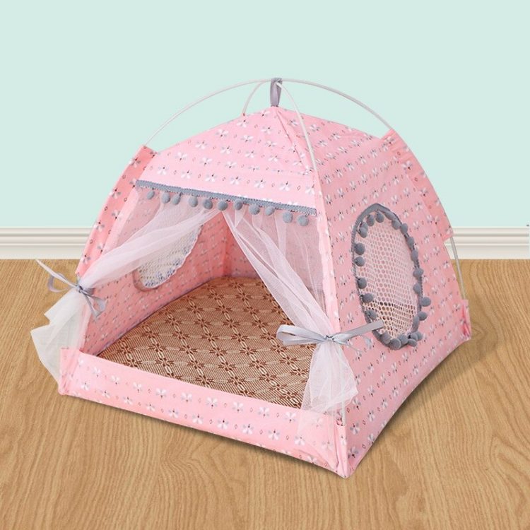 Summer Breathable Cat Bed Portable Foldable Pet Nest Cat Small Dog Tent House Removable Washable Sleeping Puppy Teepee
