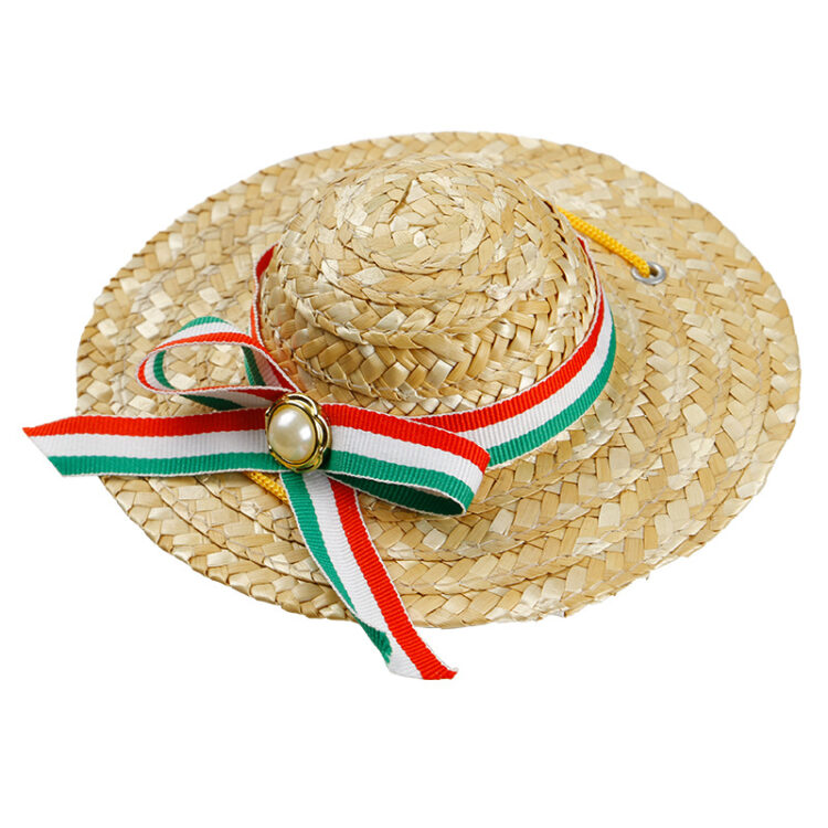 Straw Hat for Dogs with Bow