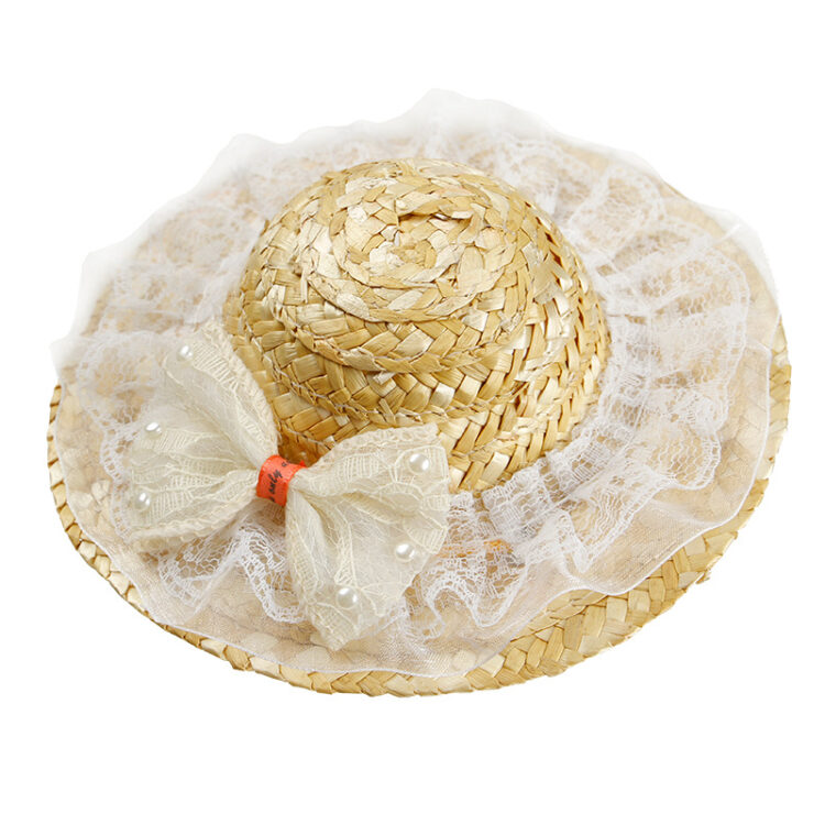Straw Hat for Dogs with Bow