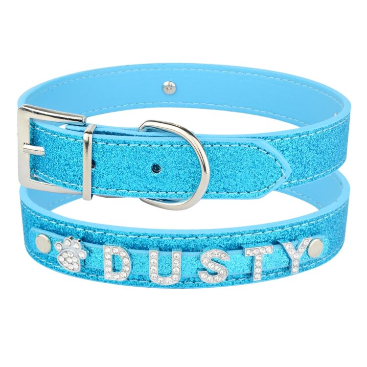 personalized dog collar blue