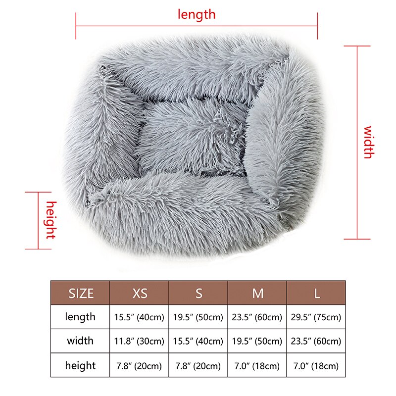 Winter Dog Bed | Warm Bed for Small Medium Large Dog | Soft Square Dog Bed