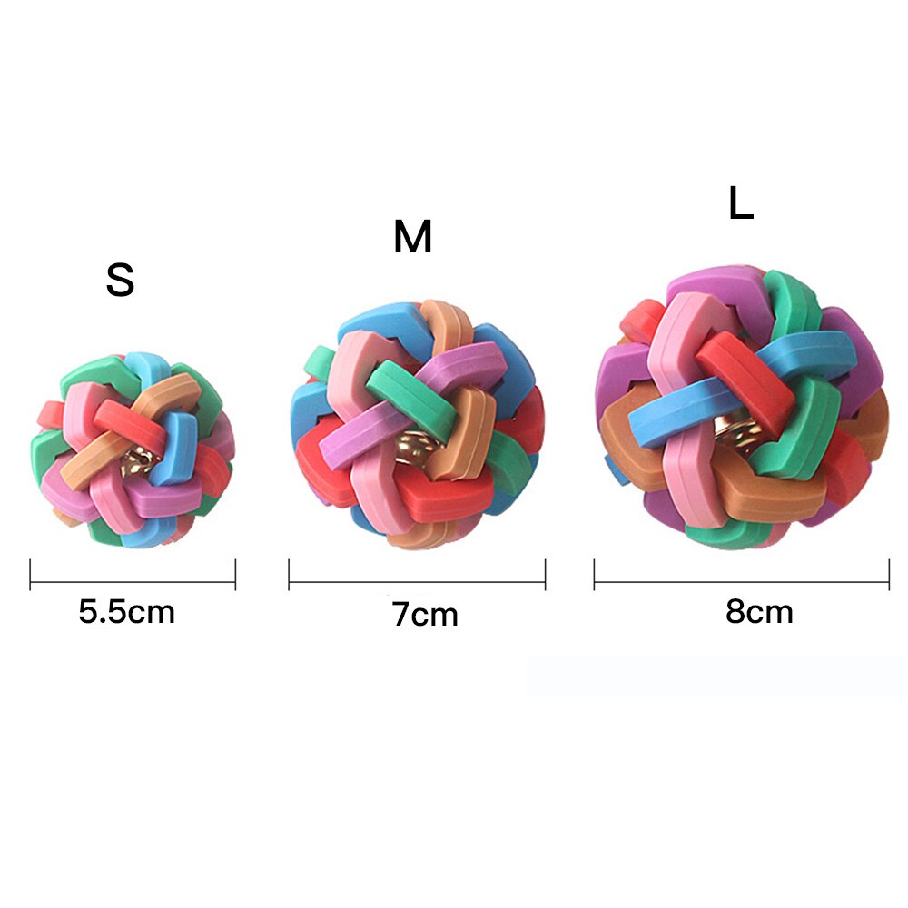 Audible Colorful Bell Woven Ball | Small, Medium, and Large Dog Toys