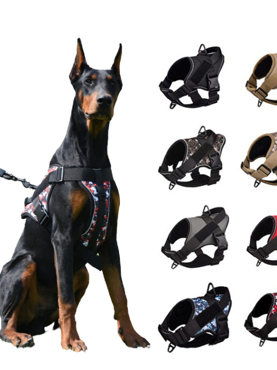 Tactical Dog Harness Adjustable Pet Working Training Military Service Vest Reflective Dog Harness For Medium Large Dogs Hiking