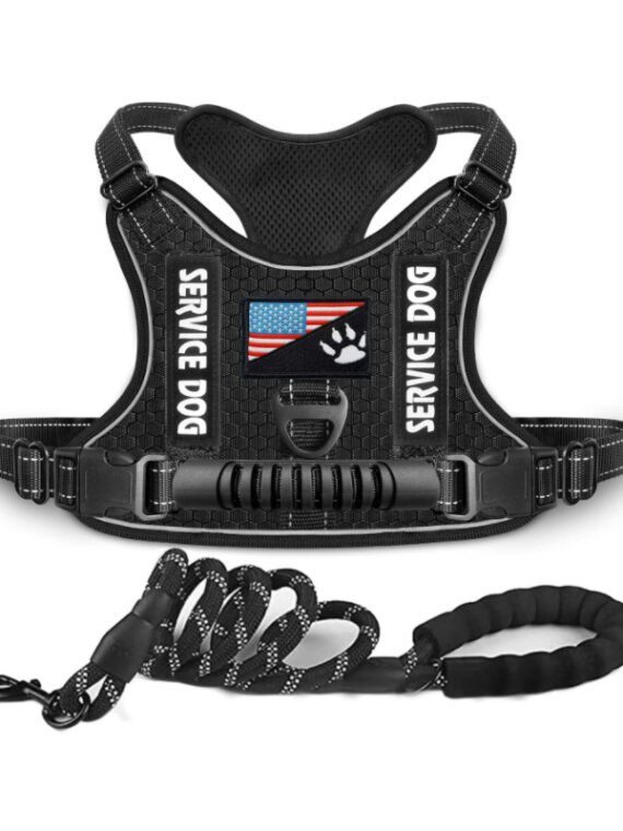 Military Tactical Dog Harness and Leash Set with Handle Easy Control