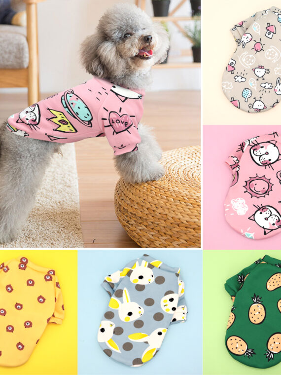 Soft Cotton Dog Clothes With Cute Colorful Patterns Keep Them Warm