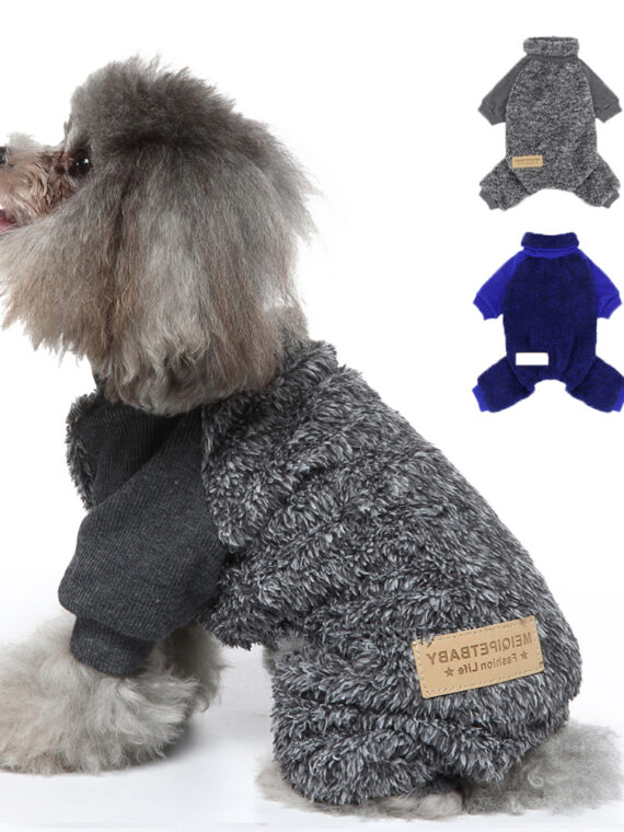 Warm Autumn and Winter Jumpsuit for Pet Dogs in Blue or Gray