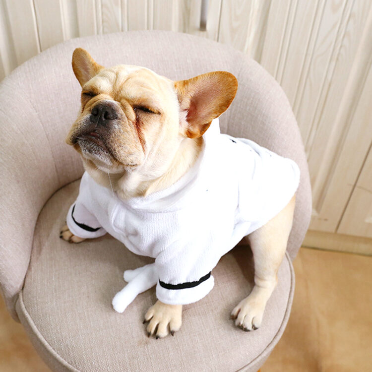 DogMEGA Soft and Fashionable White Dog Bathrobe or Pajamas