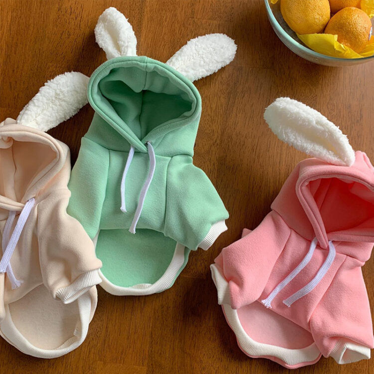 Soft Cotton Hoodie With Cute Bunny Ears For Dog