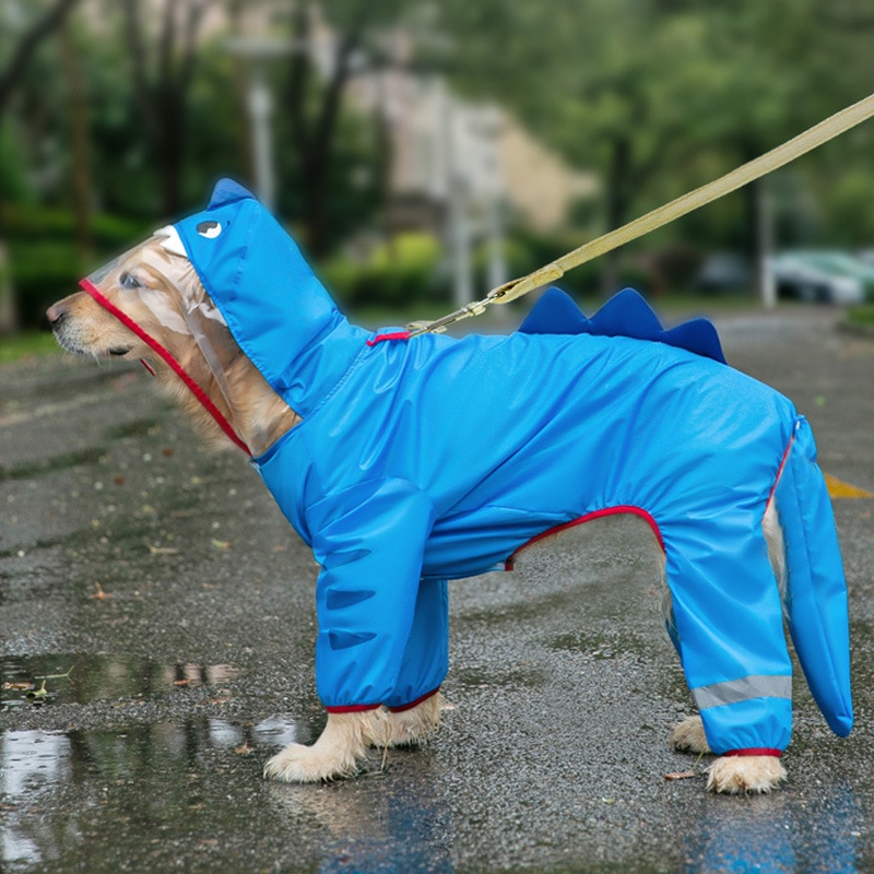 Blue Dinosaur Raincoat With Cover Tail – Raincoat For Dog