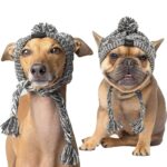 Dog Winter Knitted Hat With Ear Holes And Long Tassel