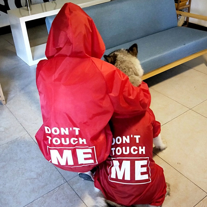 Waterproof Raincoat For Dog And Owner – With Printed Text