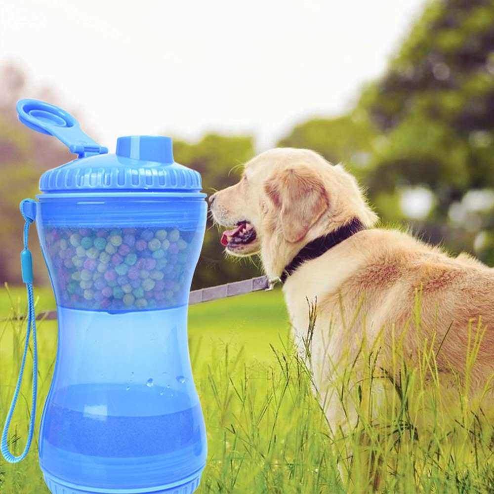 This is a very handy and necessary item for you every time you take your dog out for a walk. With this product, you will not need to carry too many bulky and heavy-handed items anymore, helping you to be more comfortable when moving and limiting forgetting some things. This bottle has a compact, convenient size, with one end for food and one for drinking water for dogs. The product is made of top-quality materials, ensuring safety, and no harm to pets’ health. The 2-in-1 bottle has 3 colors for you to choose from: blue, pink, and green. Contact DogMega now to own this convenient item! Type: Food And Water Bottle For Dog Colors: Blue, Green, Pink  Material: PP Feature: Safe, Convenient, Lightweight, Easy to Use  Fit For: Large, Small, and Medium Dogs, e.g Yorkie, French Bulldog, Poodle, Bichon, Husky, Golden, Alaska, etc. *Package: Food And Water Bottle X 1 *Size Chart (1cm = 0.394 inches) 8.6*9.7*20.3cm Food: 280ml Water: 330ml Note: There may be 0.5-1”(2-3 cm)error cause manual measurements.