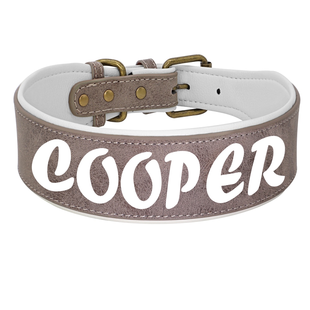 Leather Collar With Name Printed For Dog