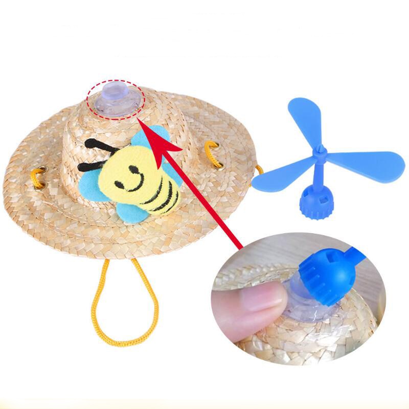 Straw Hats With Pinwheels For Dogs