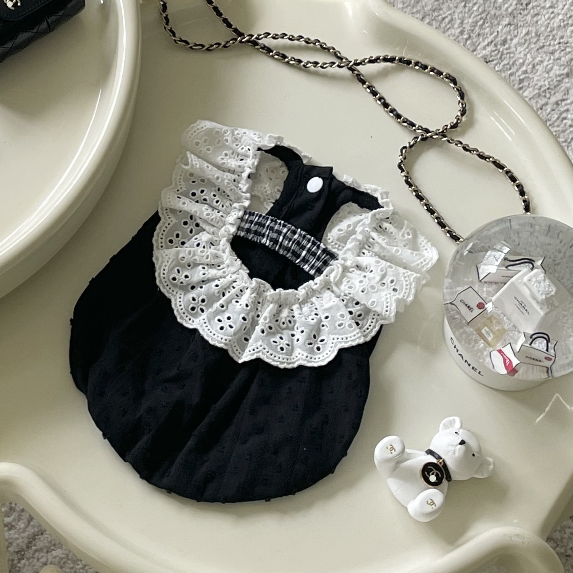 Cute Dress For Dogs With Black And White Color