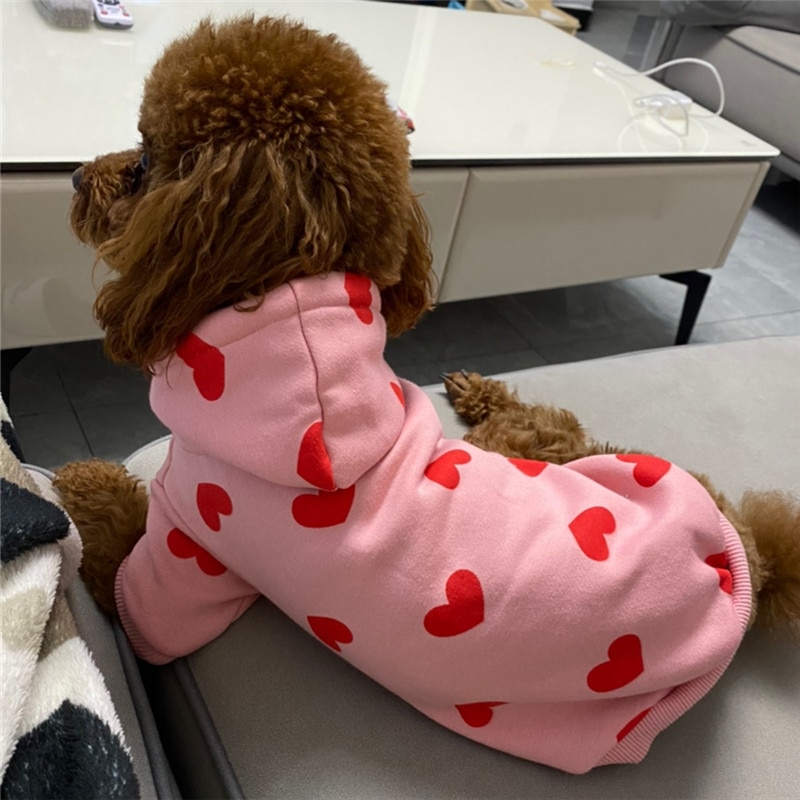 Heart Pattern Hoodie - Soft And Cute For Dog