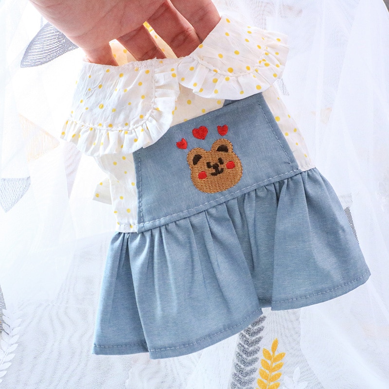 Summer Cute Bear Denim Dress For Dog