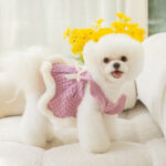 Dog Sweet Wool Dress - Purple And White Color