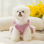 Dog Sweet Wool Dress - Purple And White Color