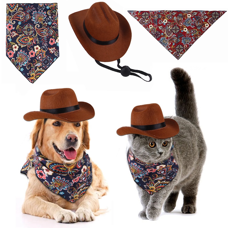 Cowboy Style – Hat And Triangle Scarf For Dog