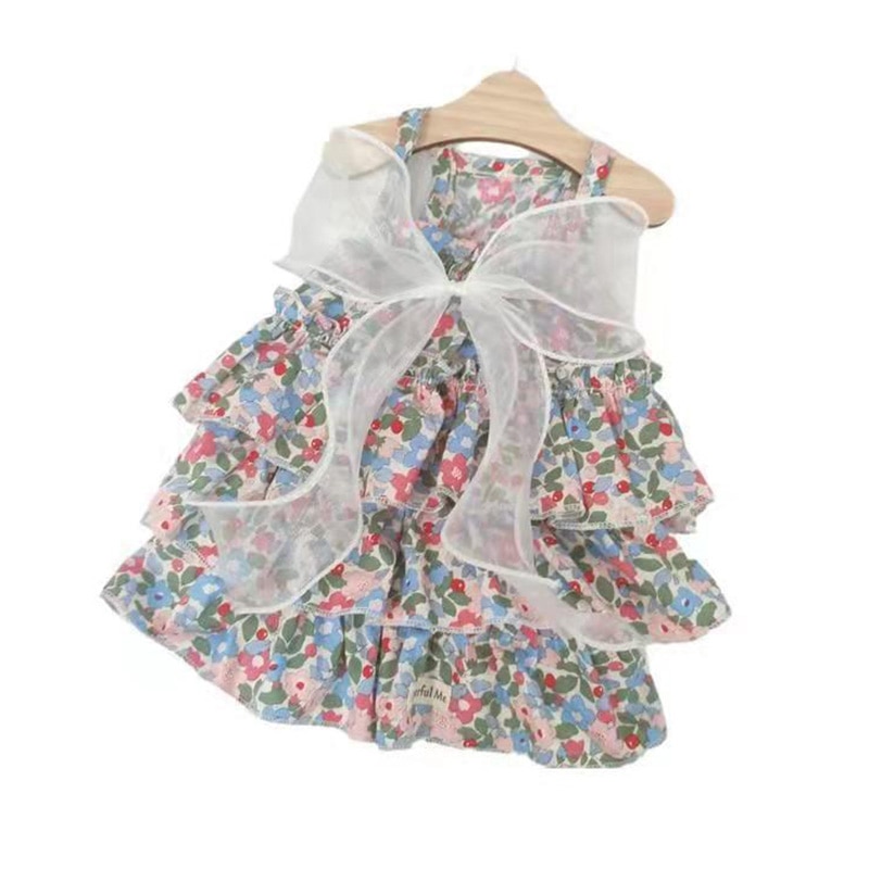 Dog Cotton Dress - Dog Princess Style Floral Skirt